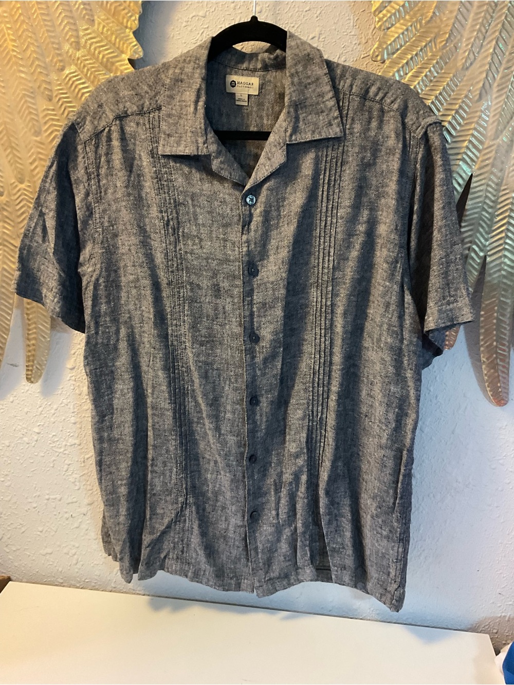 HAGGAR linen blend button down shirt